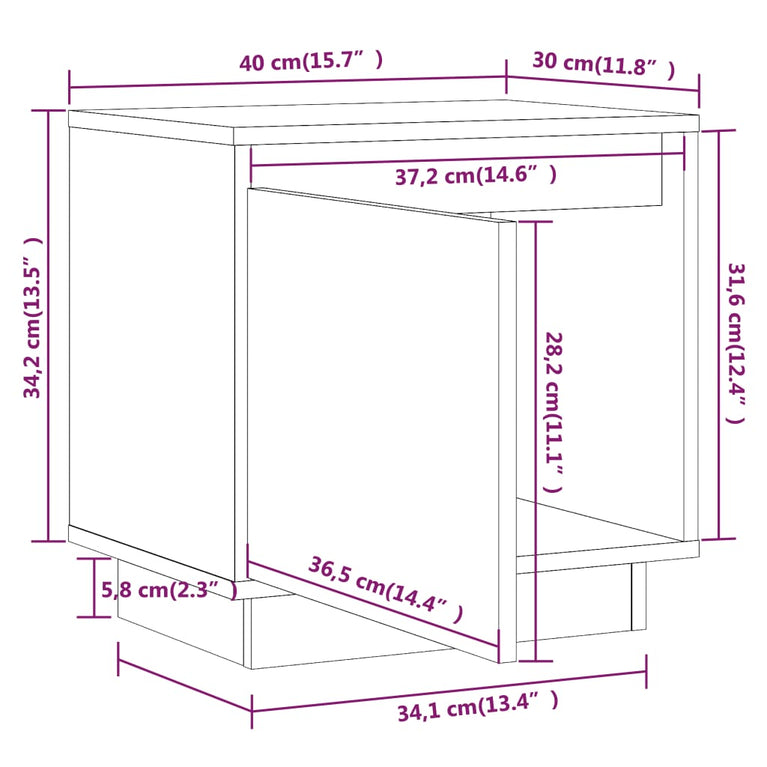 Nachtkastjes 2 st 40x30x40 cm massief grenenhout MeubelReus