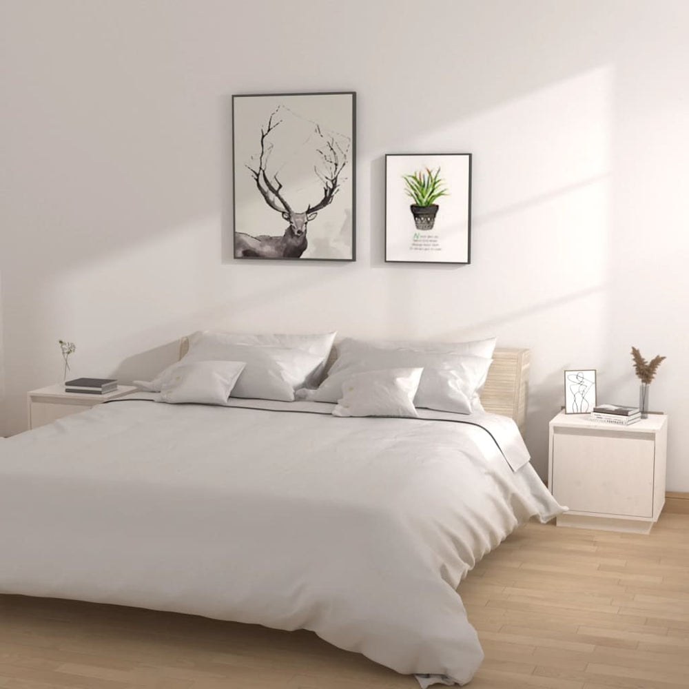 Nachtkastjes 2 st 40x30x40 cm massief grenenhout wit MeubelReus