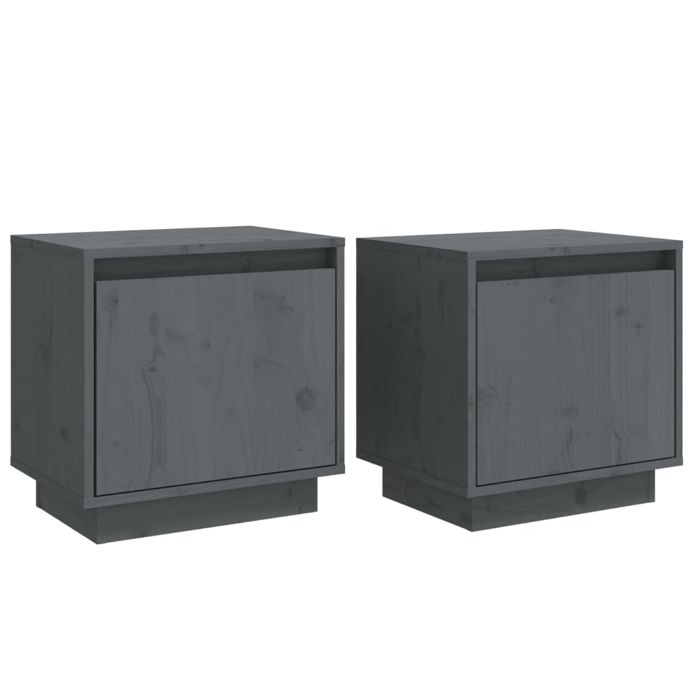 Nachtkastjes 2 st 40x30x40 cm massief grenenhout grijs MeubelReus