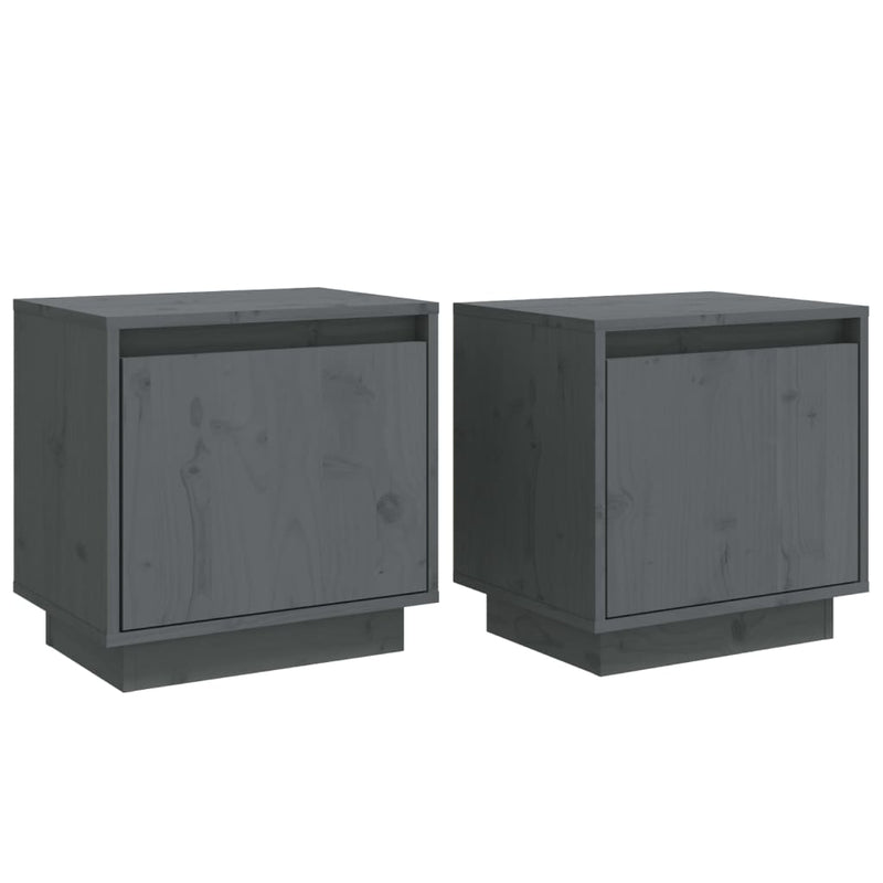 Nachtkastjes 2 st 40x30x40 cm massief grenenhout grijs MeubelReus