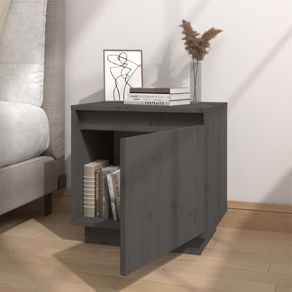 Nachtkastjes 2 st 40x30x40 cm massief grenenhout grijs MeubelReus