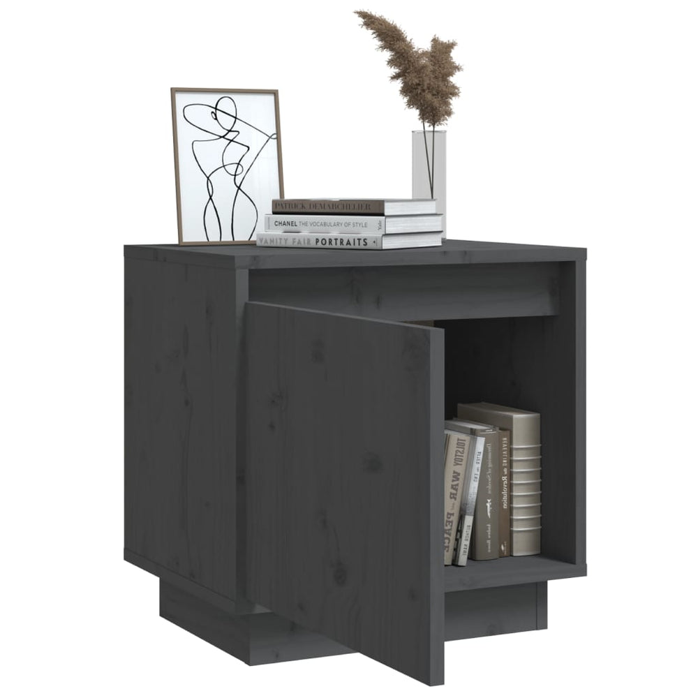Nachtkastjes 2 st 40x30x40 cm massief grenenhout grijs MeubelReus