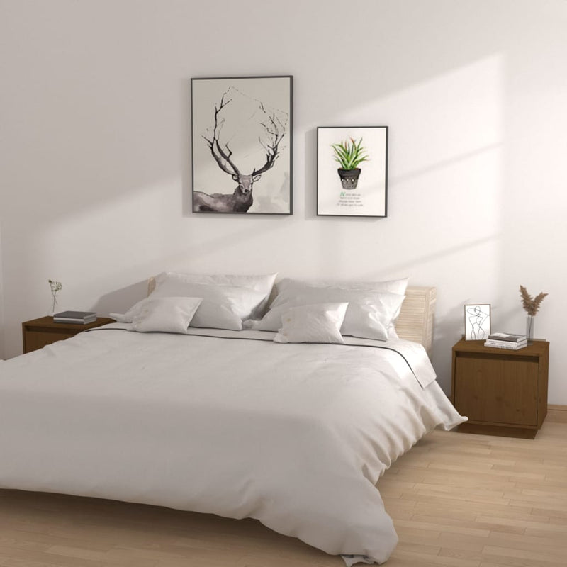 Nachtkastjes 2 st 40x30x40 cm massief grenenhout honingbruin MeubelReus