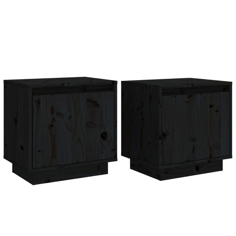 Nachtkastjes 2 st 40x30x40 cm massief grenenhout zwart MeubelReus