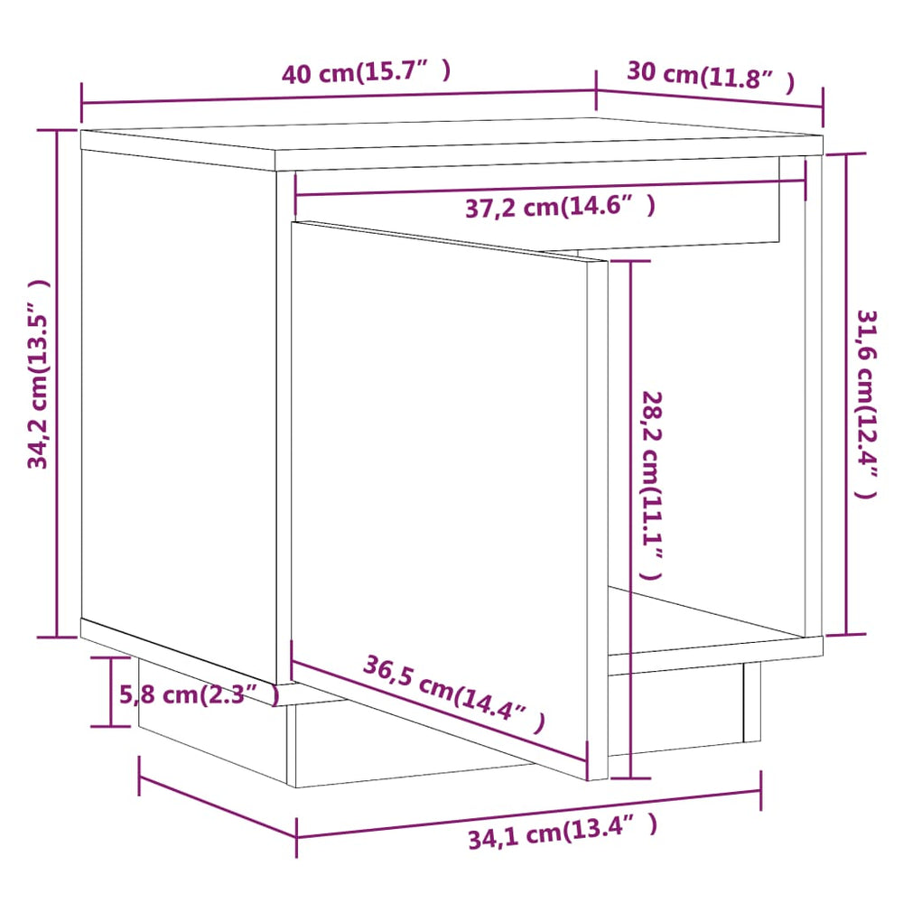 Nachtkastjes 2 st 40x30x40 cm massief grenenhout zwart MeubelReus