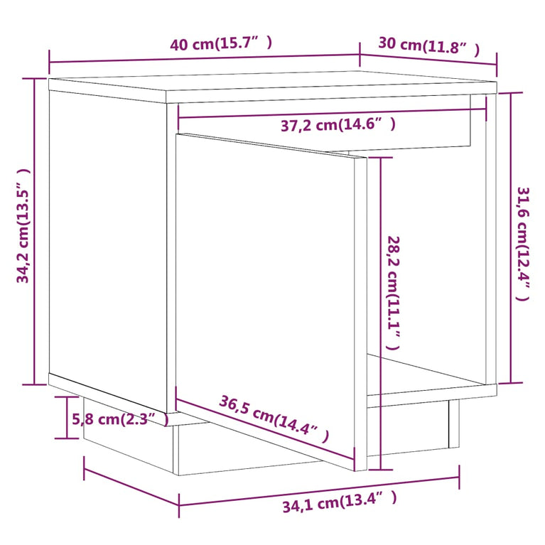 Nachtkastjes 2 st 40x30x40 cm massief grenenhout zwart MeubelReus