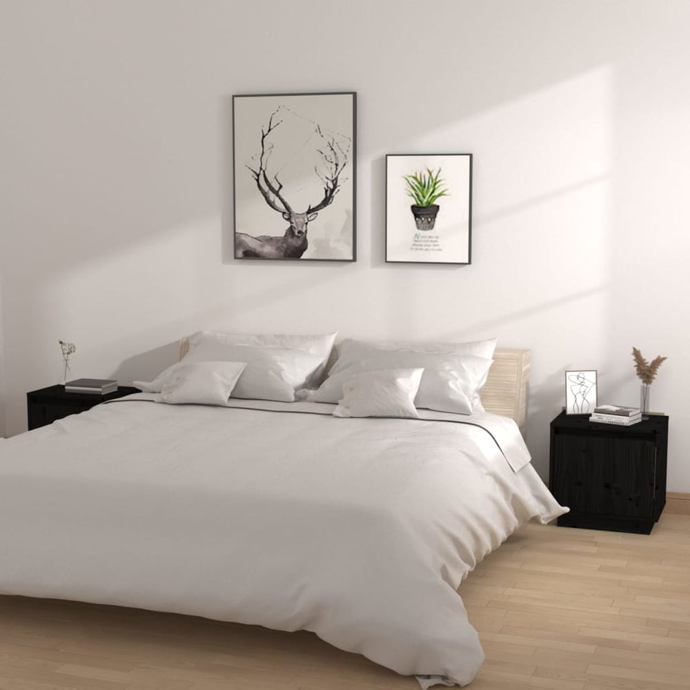 Nachtkastjes 2 st 40x30x40 cm massief grenenhout zwart MeubelReus