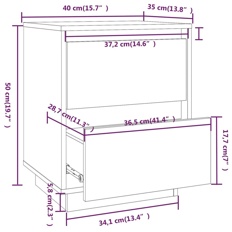Nachtkastjes 2 st 40x35x50 cm massief grenenhout MeubelReus
