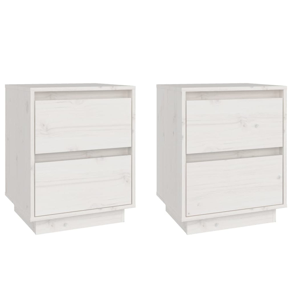 Nachtkastjes 2 st 40x35x50 cm massief grenenhout wit MeubelReus