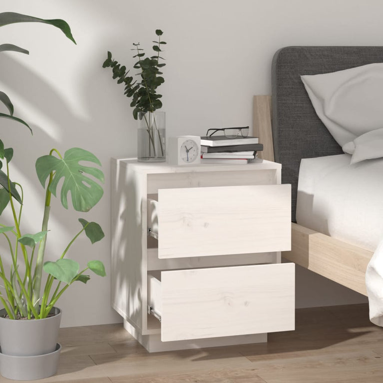 Nachtkastjes 2 st 40x35x50 cm massief grenenhout wit MeubelReus