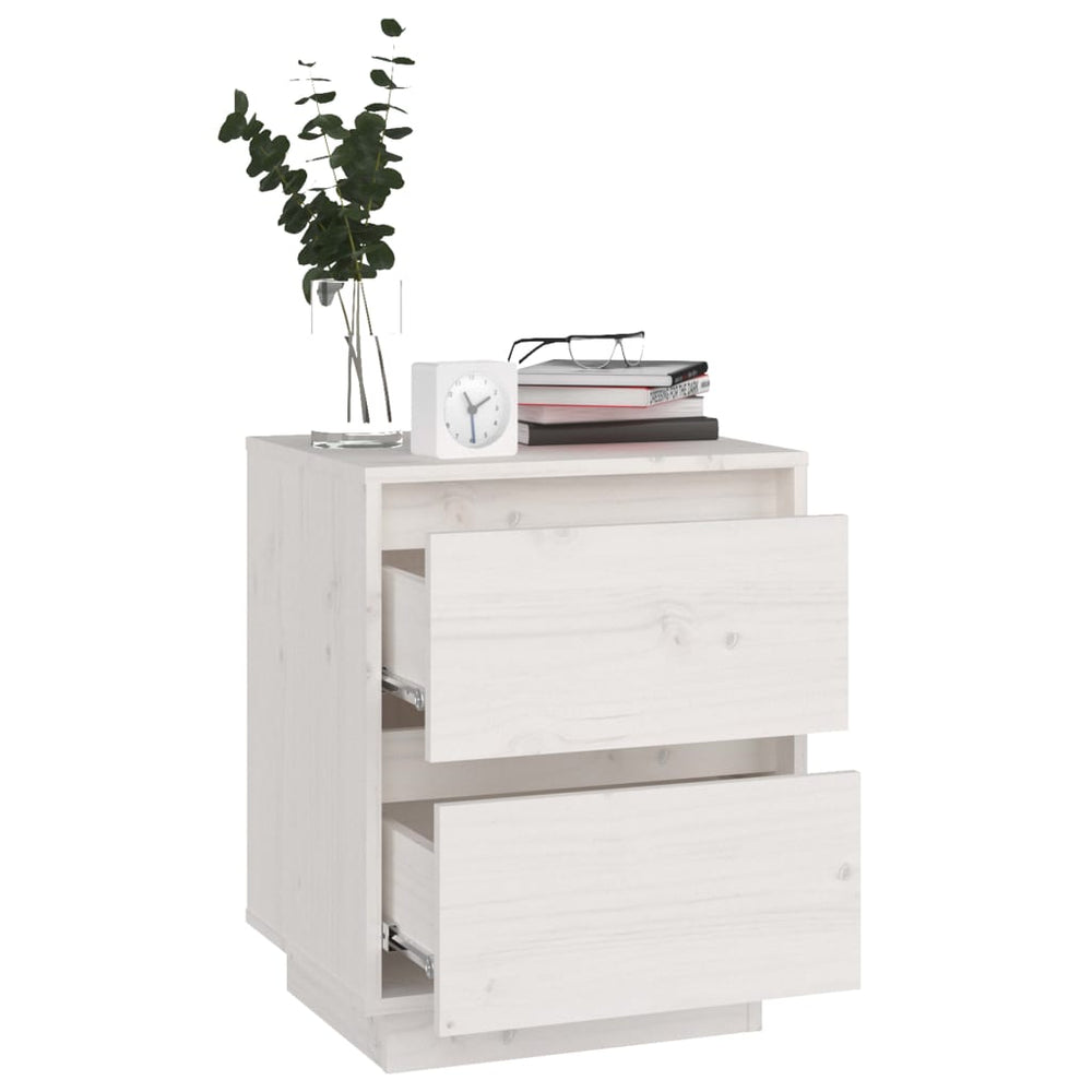 Nachtkastjes 2 st 40x35x50 cm massief grenenhout wit MeubelReus