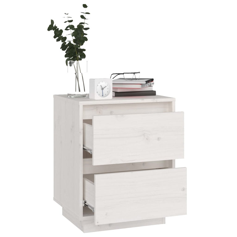 Nachtkastjes 2 st 40x35x50 cm massief grenenhout wit MeubelReus