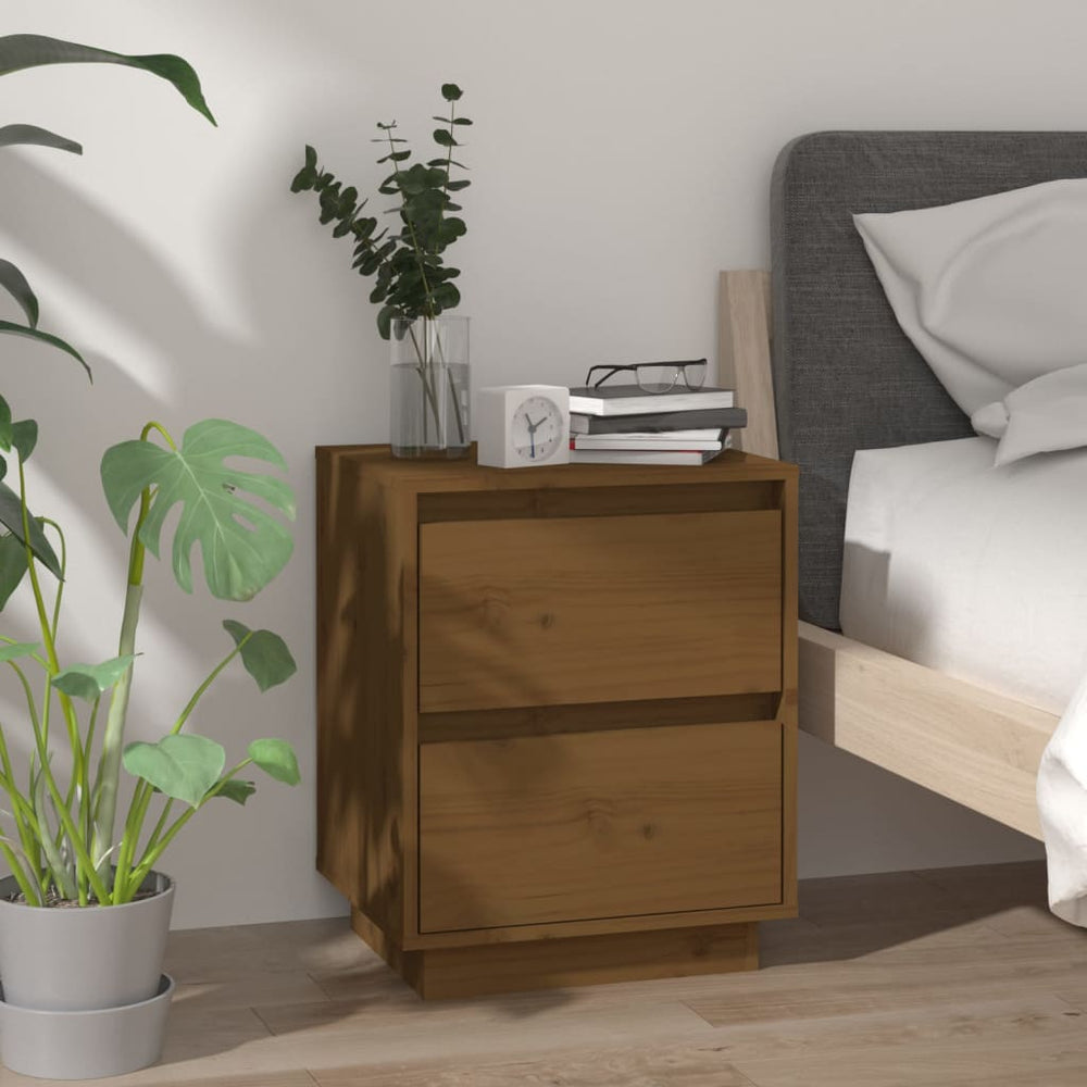 Nachtkastjes 2 st 40x35x50 cm massief grenenhout honingbruin MeubelReus