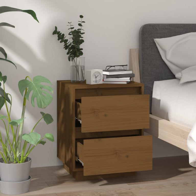 Nachtkastjes 2 st 40x35x50 cm massief grenenhout honingbruin MeubelReus