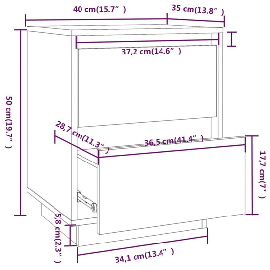 Nachtkastjes 2 st 40x35x50 cm massief grenenhout honingbruin MeubelReus