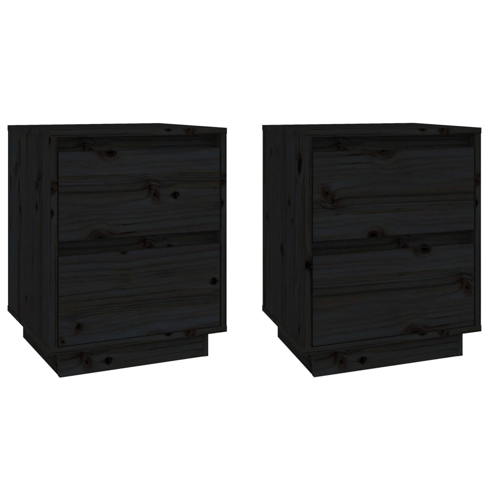 Nachtkastjes 2 st 40x35x50 cm massief grenenhout zwart MeubelReus