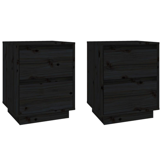 Nachtkastjes 2 st 40x35x50 cm massief grenenhout zwart MeubelReus