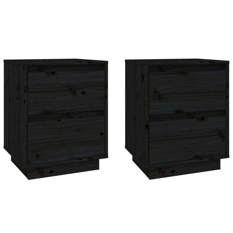 Nachtkastjes 2 st 40x35x50 cm massief grenenhout zwart MeubelReus