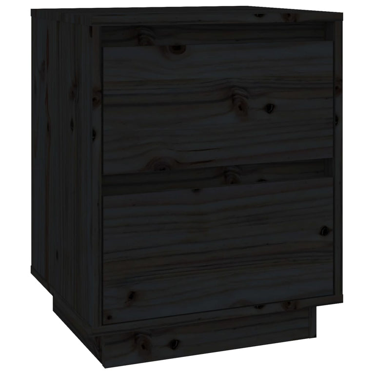 Nachtkastjes 2 st 40x35x50 cm massief grenenhout zwart MeubelReus