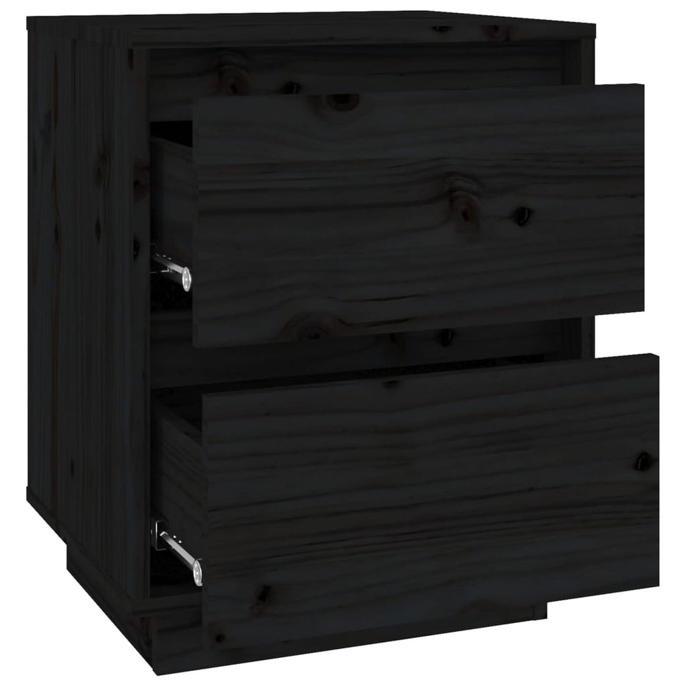 Nachtkastjes 2 st 40x35x50 cm massief grenenhout zwart MeubelReus