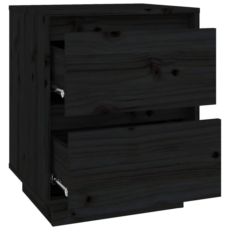 Nachtkastjes 2 st 40x35x50 cm massief grenenhout zwart MeubelReus