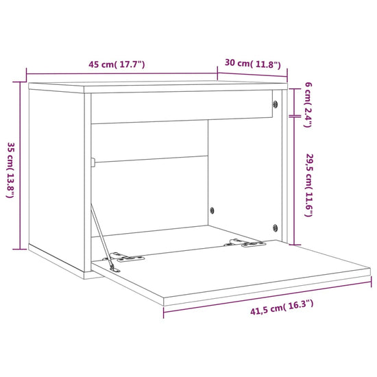 Wandkast 45x30x35 cm massief grenenhout wit MeubelReus