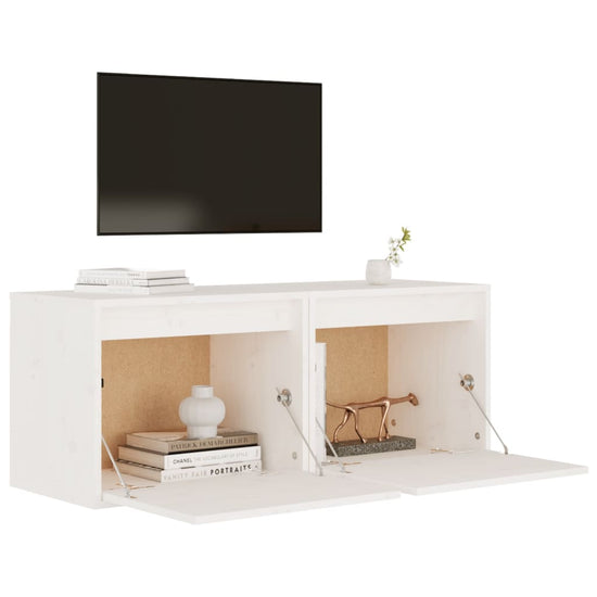 Wandkasten 2 st 45x30x35 cm massief grenenhout wit MeubelReus