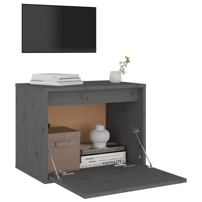 Wandkast 45x30x35 cm massief grenenhout grijs MeubelReus