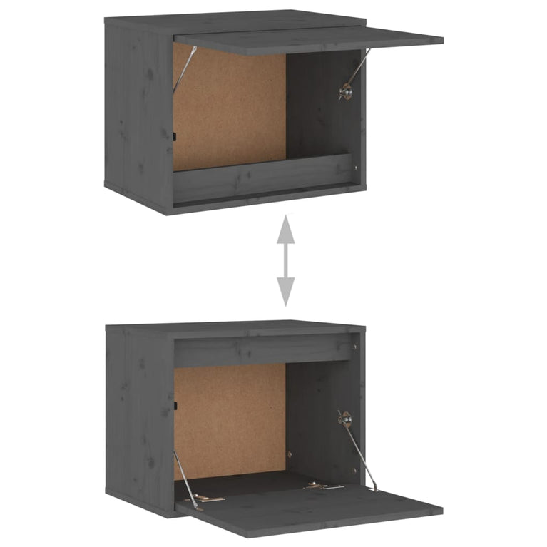 Wandkast 45x30x35 cm massief grenenhout grijs MeubelReus