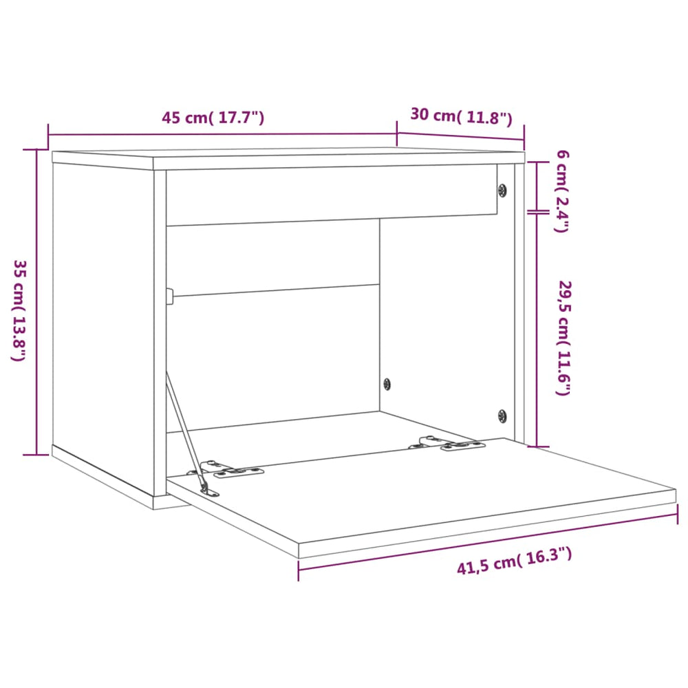 Wandkast 45x30x35 cm massief grenenhout grijs MeubelReus