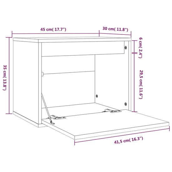 Wandkast 45x30x35 cm massief grenenhout grijs MeubelReus