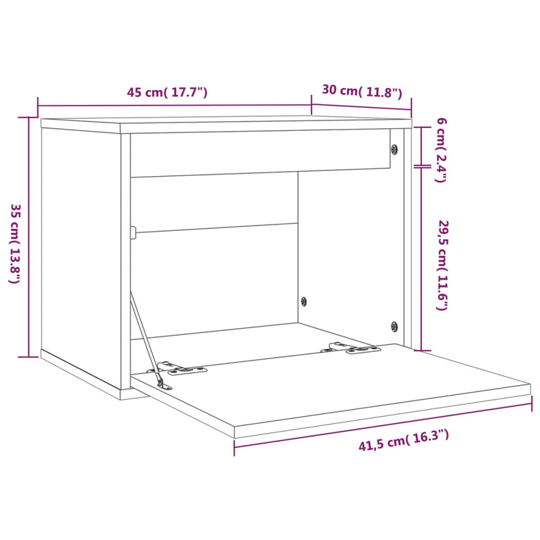 Wandkast 45x30x35 cm massief grenenhout grijs MeubelReus