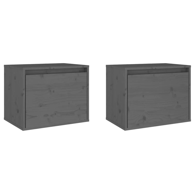 Wandkasten 2 st 45x30x35 cm massief grenenhout grijs MeubelReus