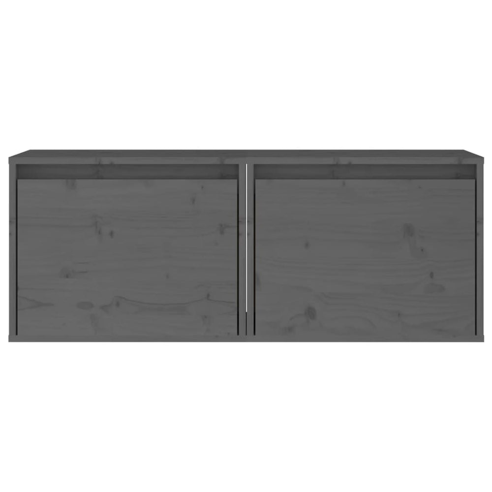 Wandkasten 2 st 45x30x35 cm massief grenenhout grijs MeubelReus