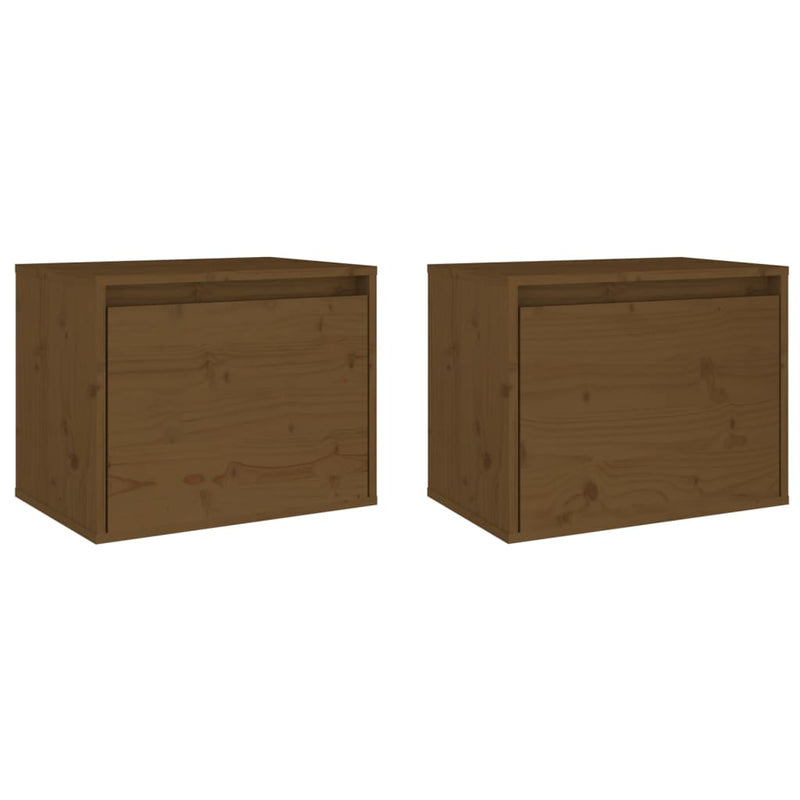 Wandkasten 2 st 45x30x35 cm massief grenenhout honingbruin MeubelReus