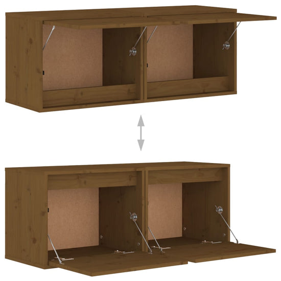 Wandkasten 2 st 45x30x35 cm massief grenenhout honingbruin MeubelReus