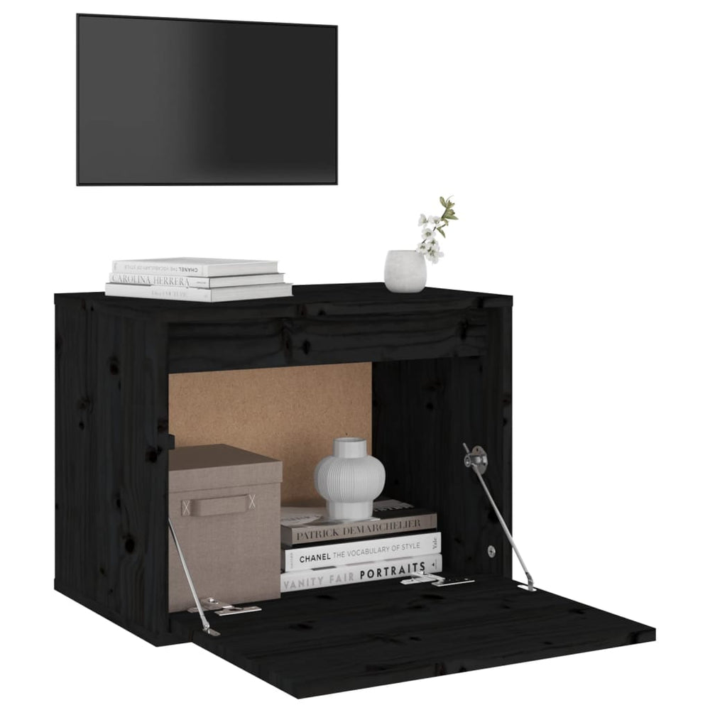 Wandkast 45x30x35 cm massief grenenhout zwart MeubelReus