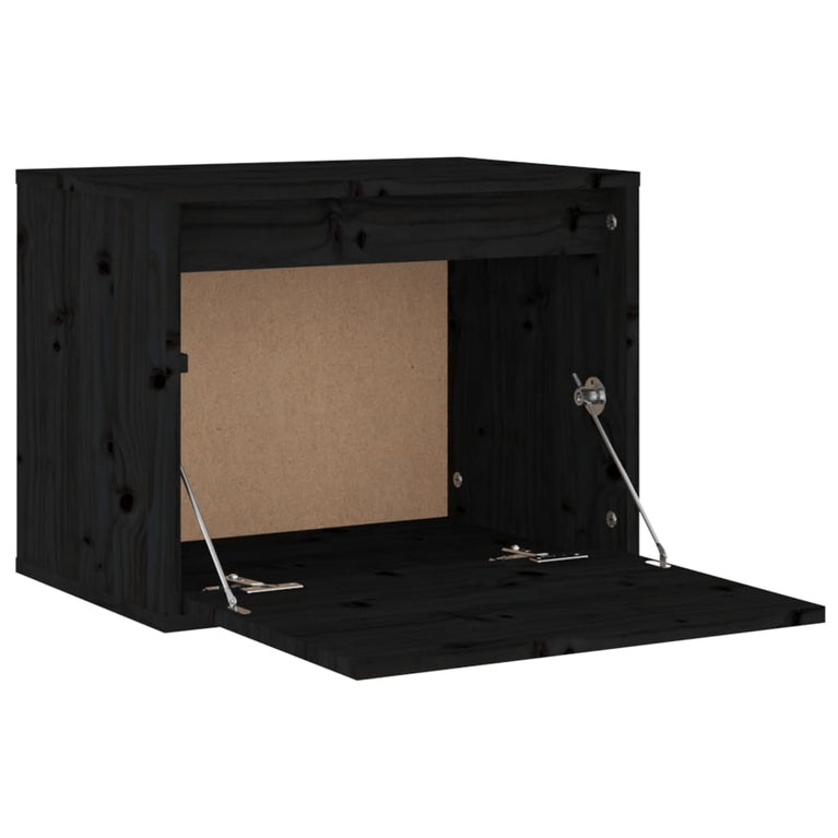 Wandkast 45x30x35 cm massief grenenhout zwart MeubelReus