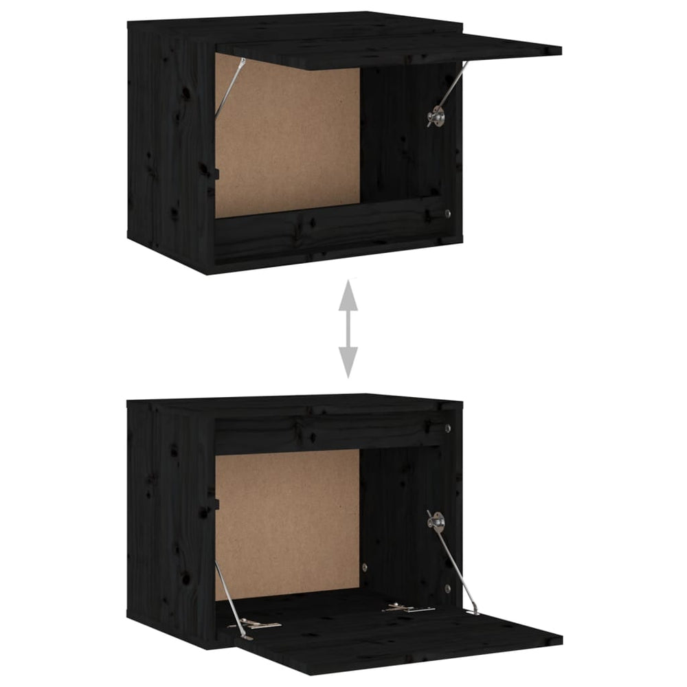 Wandkast 45x30x35 cm massief grenenhout zwart MeubelReus