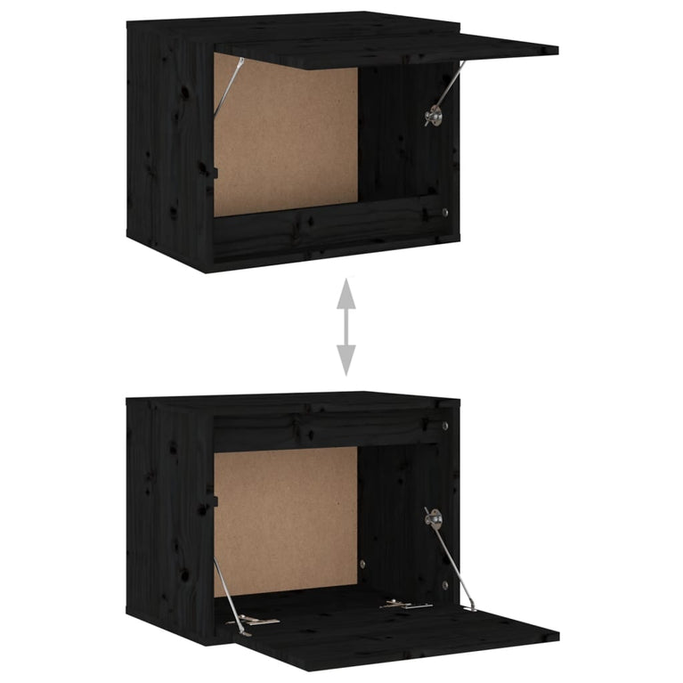 Wandkast 45x30x35 cm massief grenenhout zwart MeubelReus