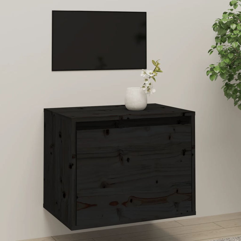 Wandkast 45x30x35 cm massief grenenhout zwart MeubelReus
