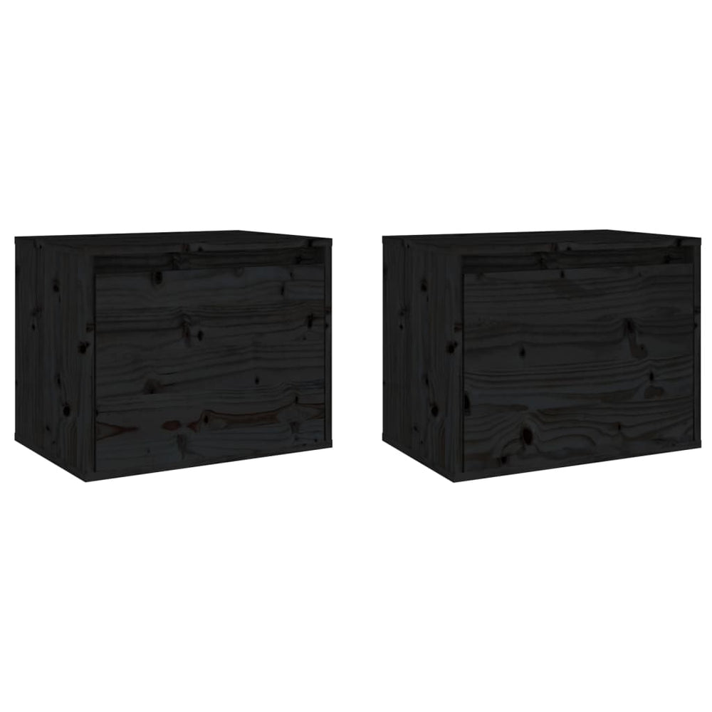 Wandkasten 2 st 45x30x35 cm massief grenenhout zwart MeubelReus