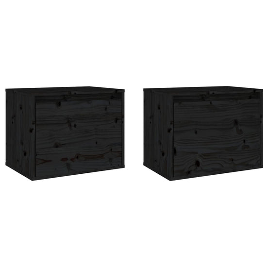 Wandkasten 2 st 45x30x35 cm massief grenenhout zwart MeubelReus