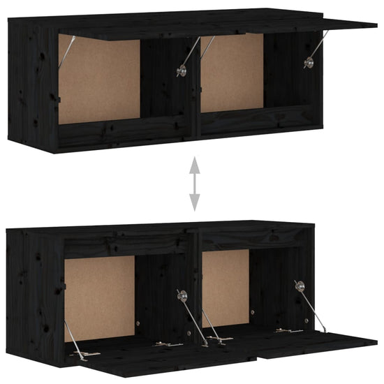 Wandkasten 2 st 45x30x35 cm massief grenenhout zwart MeubelReus