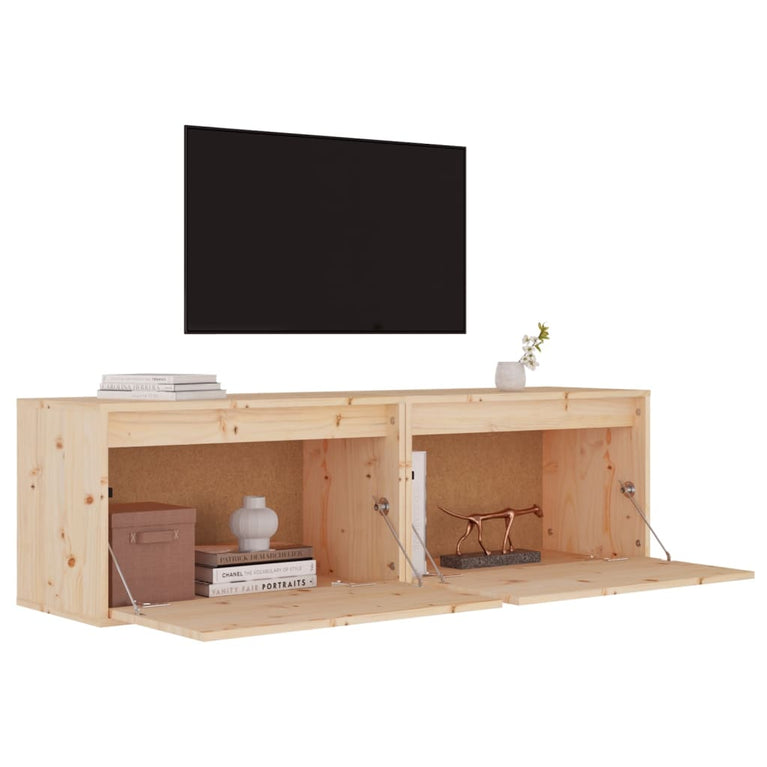 Wandkasten 2 st 60x30x35 cm massief grenenhout MeubelReus