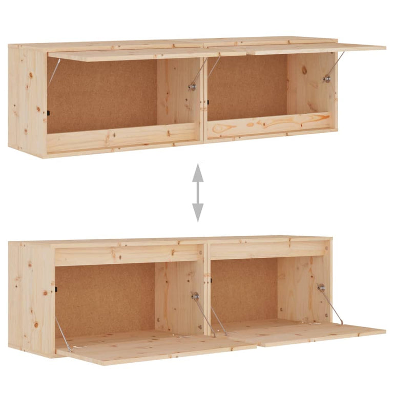 Wandkasten 2 st 60x30x35 cm massief grenenhout MeubelReus