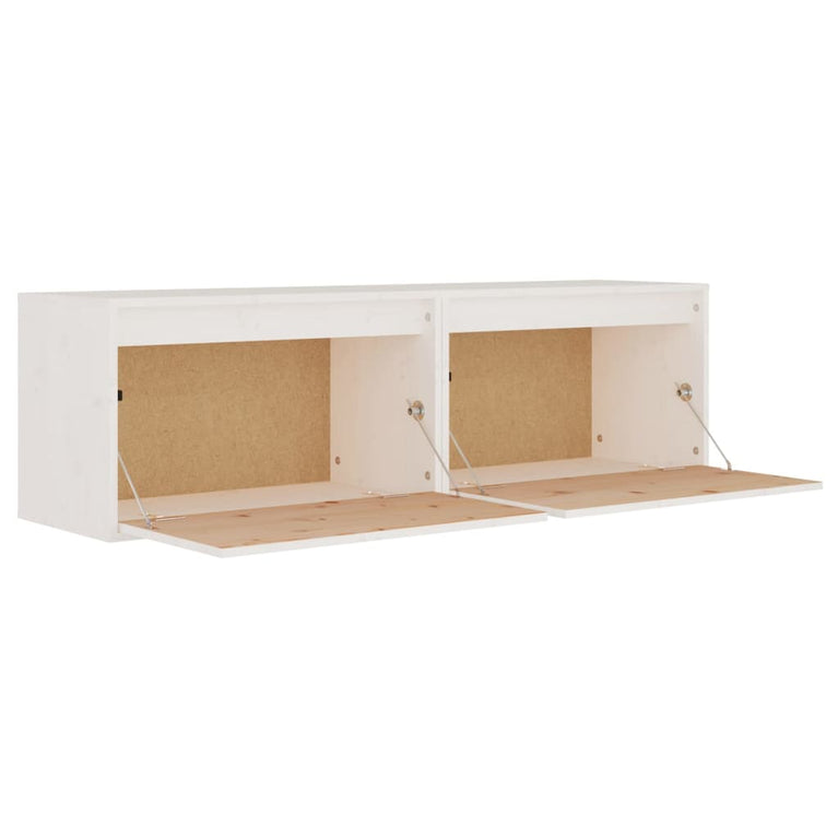 Wandkasten 2 st 60x30x35 cm massief grenenhout wit MeubelReus