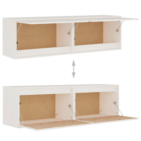 Wandkasten 2 st 60x30x35 cm massief grenenhout wit MeubelReus