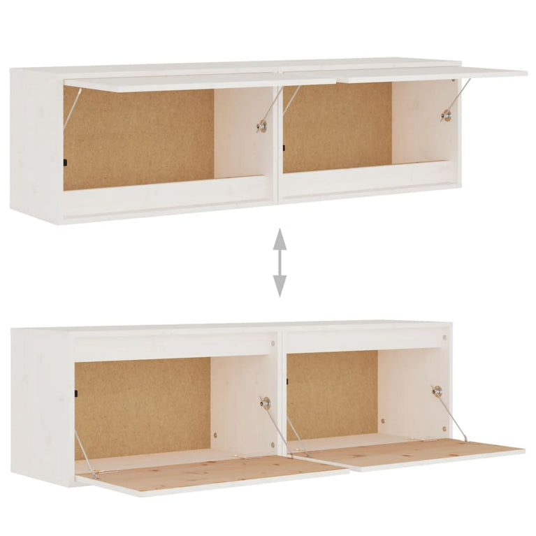 Wandkasten 2 st 60x30x35 cm massief grenenhout wit MeubelReus