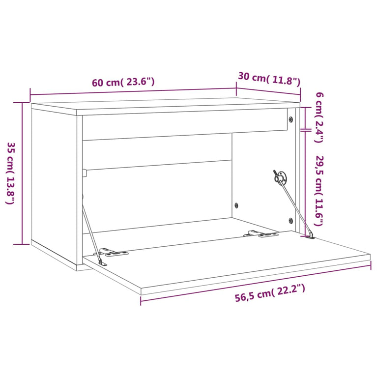 Wandkast 60x30x35 cm massief grenenhout honingbruin MeubelReus